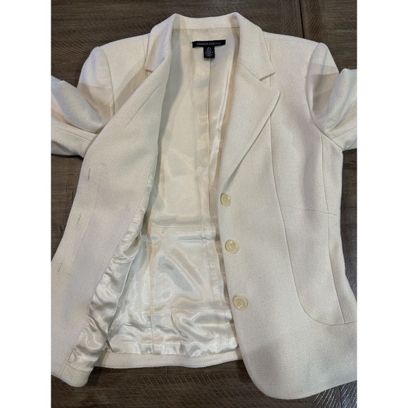 Kenneth Cole Womens Cream Blazer With Silver Shimmer Wool Blend Lined Size 4 VTG - Picture 7 of 13